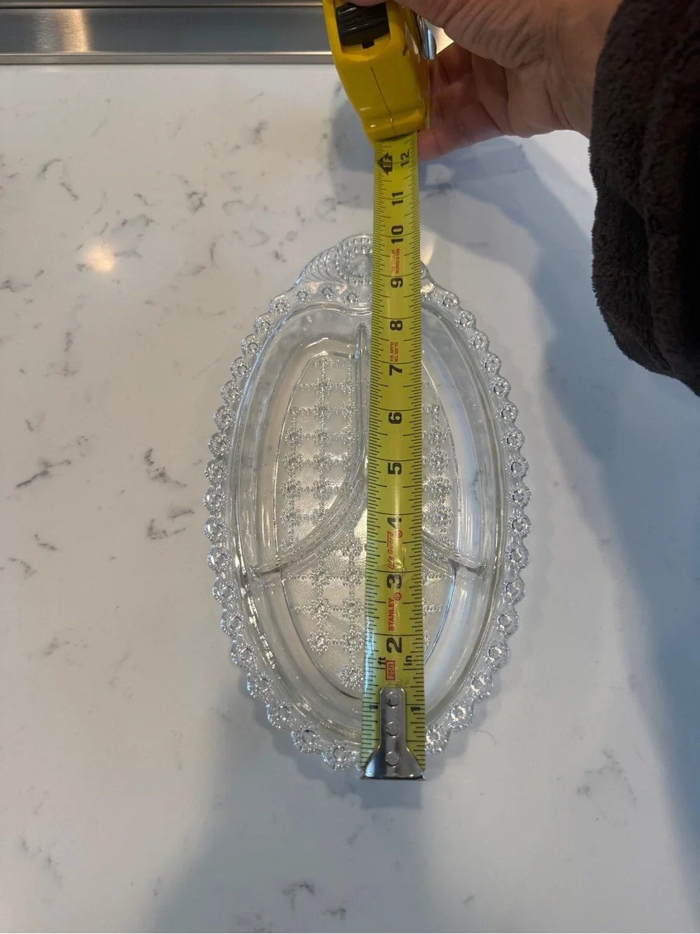 Divided Relish Dish Beaded vintage clear